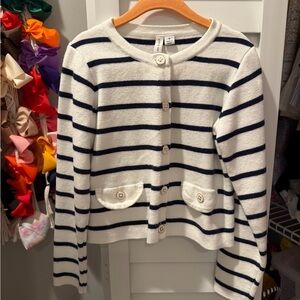 Janie and Jack Navy and White Striped Cardigan